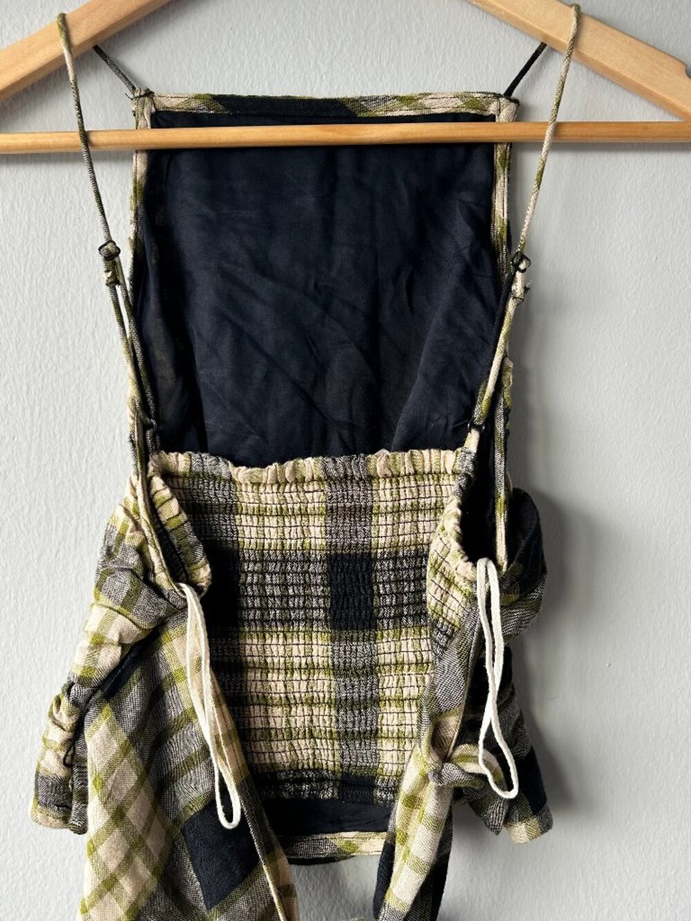 Free People FP One London Plaid Ruched Tie Front Cami Top XS - Picture 5 of 9